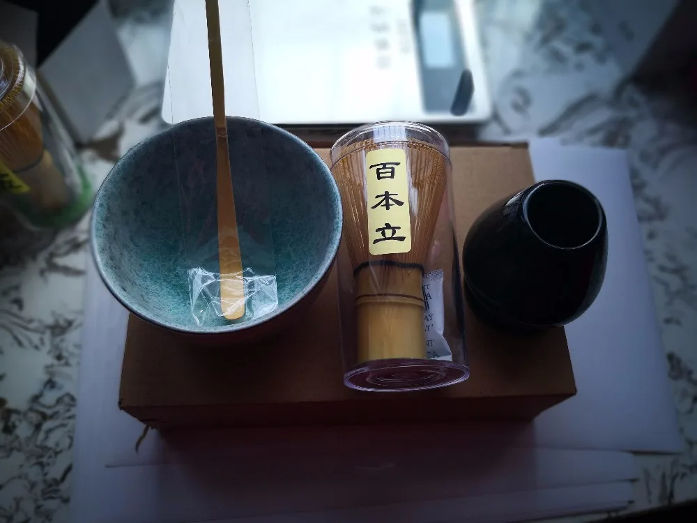 Japan Handmade Batidor Matcha kit Maccha Whisk tea Set, four piece porcelain bamboo tea sets