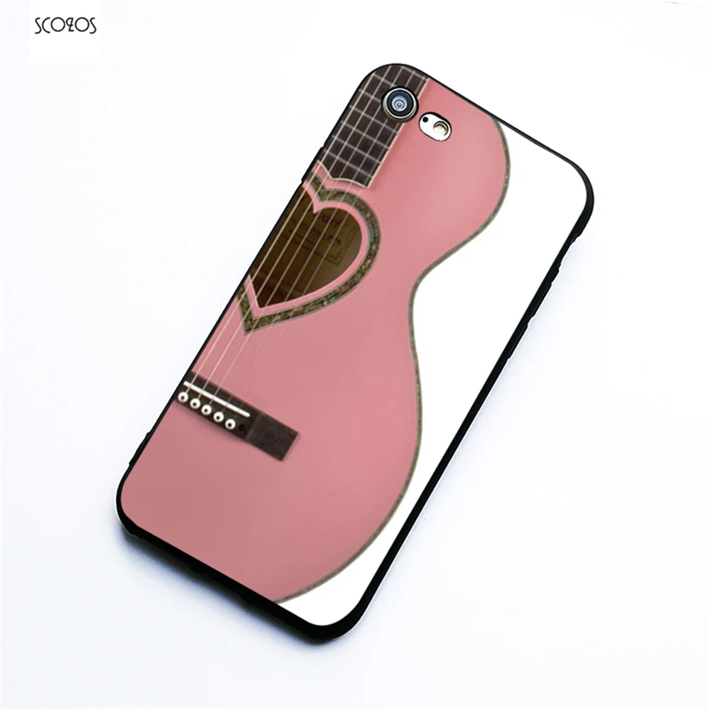SCOZOS pink guitar Silicone phone case soft Cover ForIphone X 5 5S Se 6 6S 7 8 Plus #ta684 |