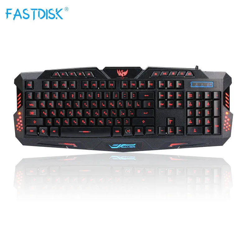 

Russian Version Red/Purple/Blue Backlight LED Pro Gaming Keyboard M200 USB Wired Powered Full N-Key for LOL Computer Peripherals