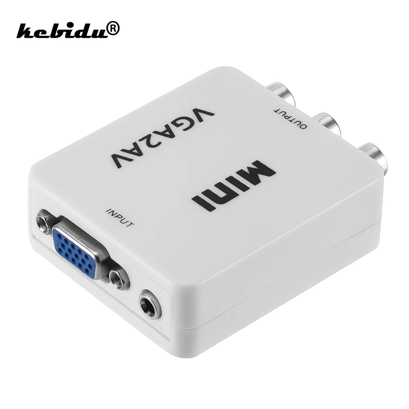 Kebidu Лидер продаж VGA к AV мини конвертер адаптер Поддержка 1080P VGA2AV преобразователя