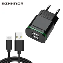 Светодиодный адаптер для быстрой зарядки с двумя портами USB+ Micro USB зарядное устройство USB для xiaomi redmi 4X note 5 plus 5a 3s Blackview BV6000 Oukitel C8