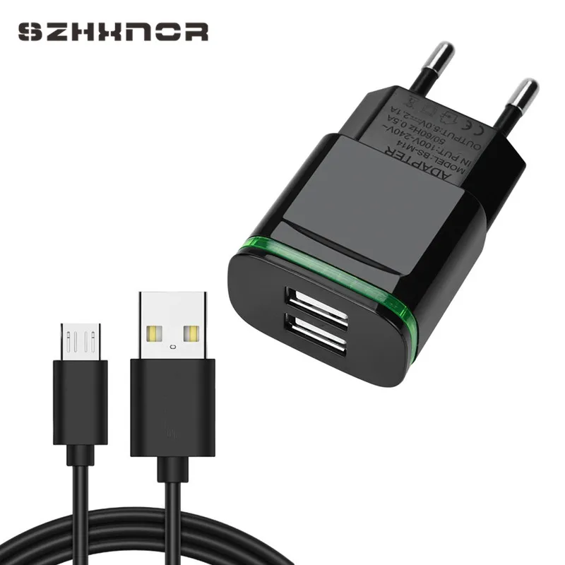 Светодиодный двойной USB адаптер для быстрой зарядки + зарядное устройство Micro xiaomi