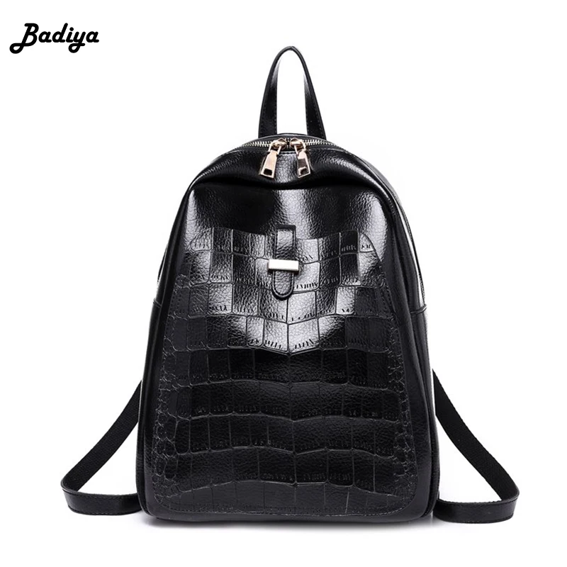 

Elegant PU Leather Alligator Pattern Women Backpacks Large Capacity Women Shoulder Bag Ladies Travel Back Packs Satchel Female