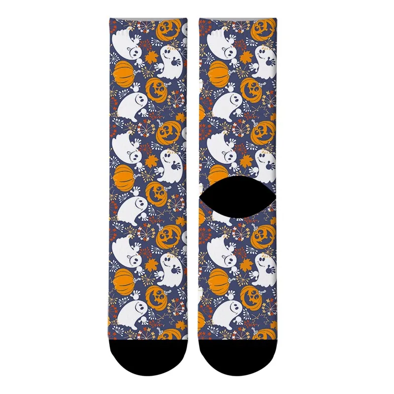 Новые 3D принтованные Мультяшные ведьмы Тыква призрак носки для мужчин Хэллоуин вечерние забавные длинные носки трюк или лечение мужское платье носки - Цвет: 4