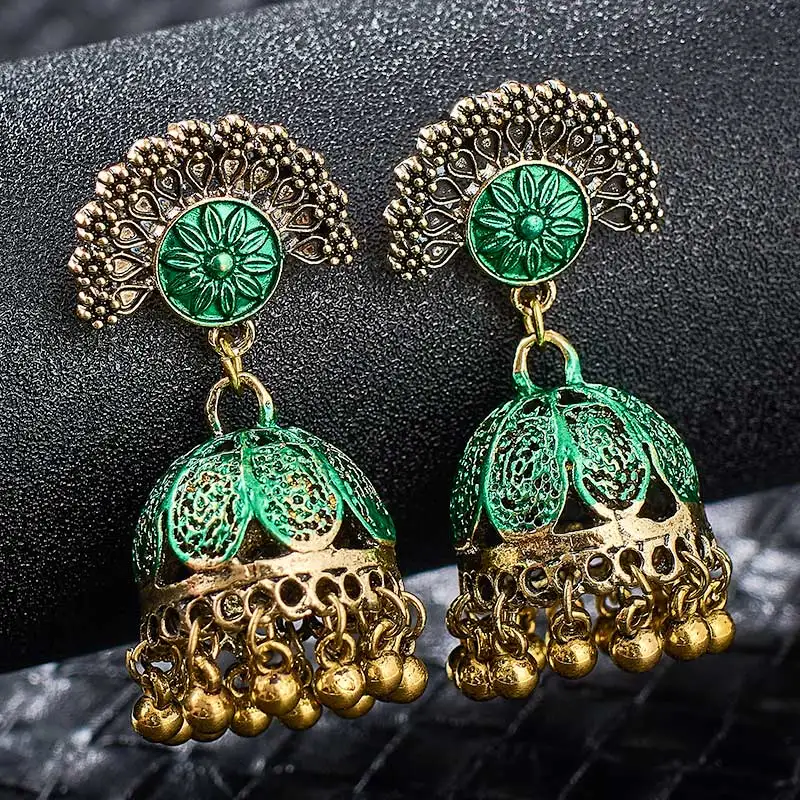 SHUANGR индийские цыганские украшения Jhumka винтажные этнические Висячие серьги для женщин Женская Юбилейная Свадебная вечеринка Bijoux