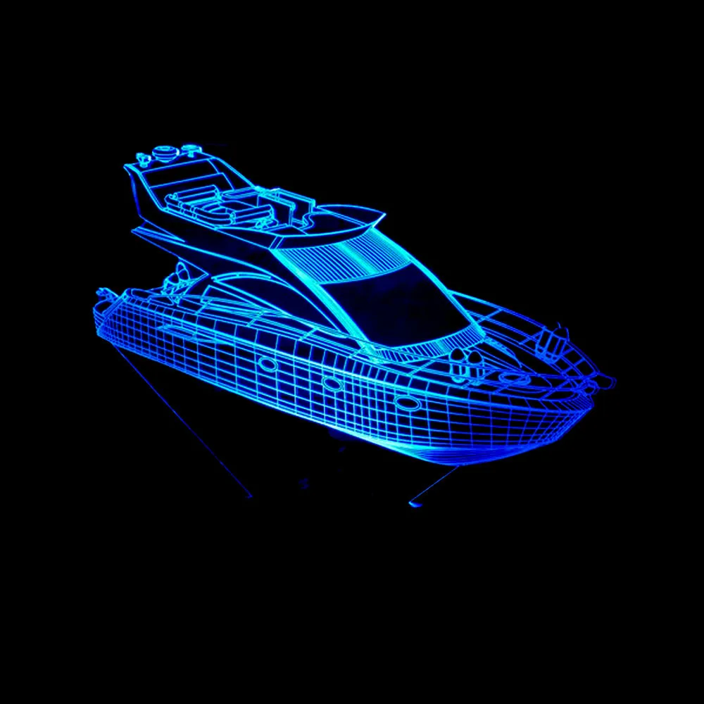 Yacht 3d настольная лампа красочный сенсорный пульт дистанционного управления СВЕТОДИОДНАЯ 3d лампа визуальные подарки современная настольная лампа 3d ночник
