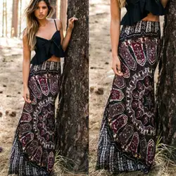 2019 новые модные летние женские Винтаж BOHO Цветочный пляжный отдых повседневное для клубвечерние вечеринки Коктейльное Макси Длинная юбка