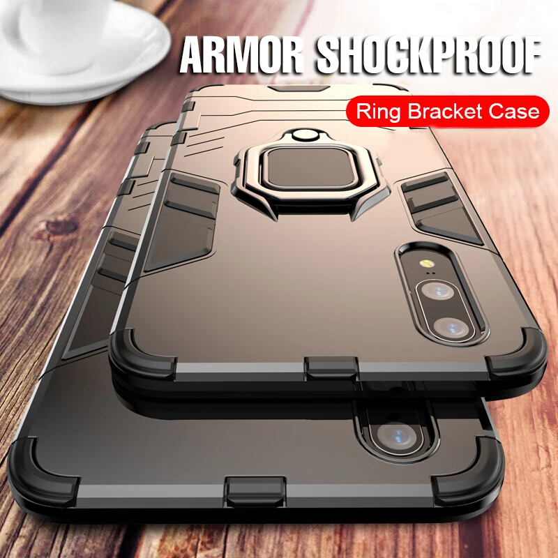 

Luxury Armor Holder Case For Huawei Mate 20 Pro P20 Lite Full Shockproof Cover For Huawei Honor 8X Max Ring Stand Phone Case