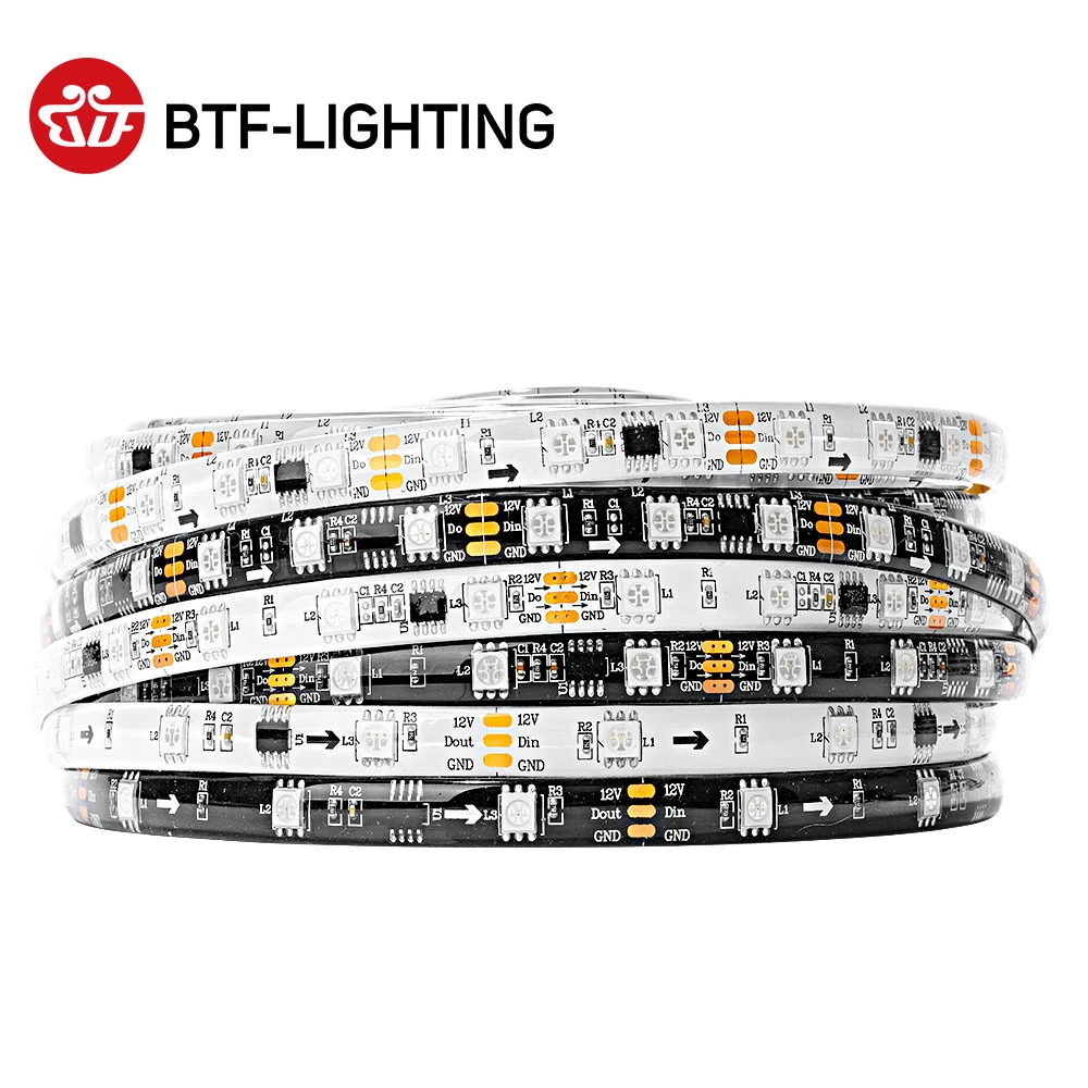 5M WS2811 LED Strip DC12V Ultra Bright Highly Efficient 5050 SMD RGB LEDs  High Light Addressable 30/48/60leds/m White/Black PCB|LED Strips| -  AliExpress