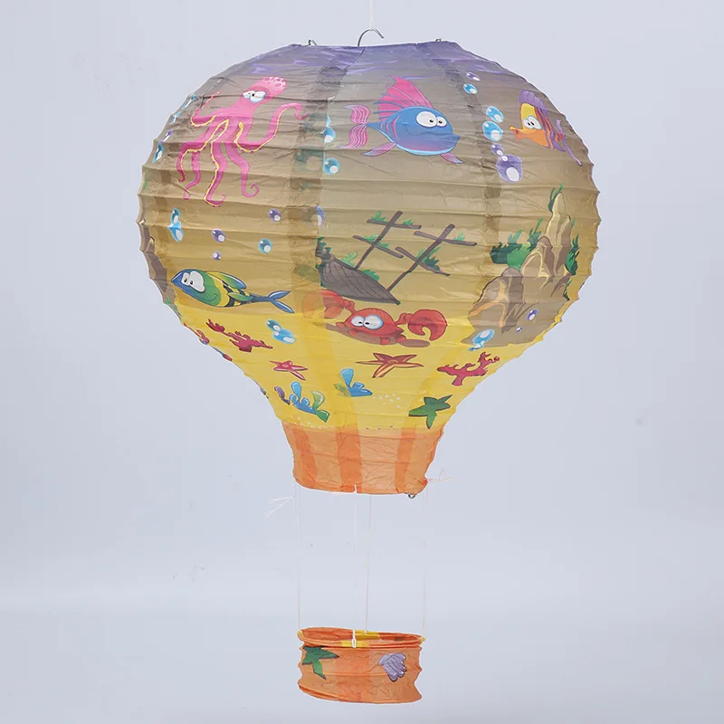 30cm 40cm hot air balloon chinese lantern rainbow heart striped printed lampion babyshower birthday wedding party decorations - Цвет: Sea World