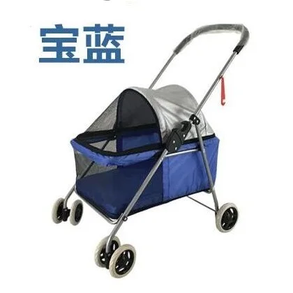 Dog Trailer Vegetable Dog Car Two-wheeled Car Small Dog Walking Pet Car Cat and Dog Out of The Wagon Folding Cart - Цвет: Синий