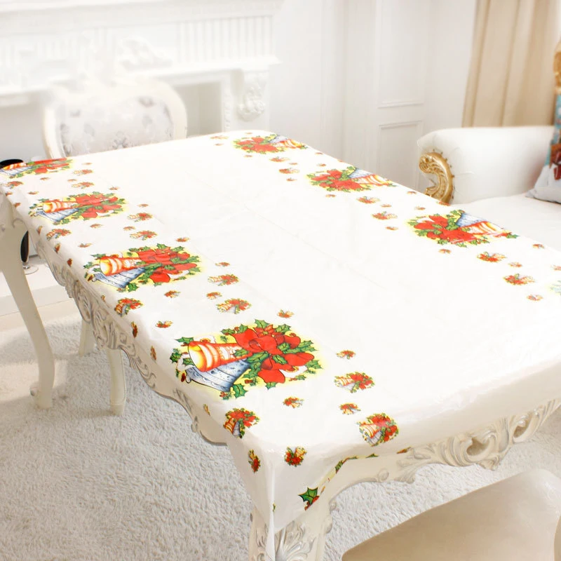 

New Year Home Decorations Christmas Tablecloth Kitchen Dining Table Rectangular Party Table Covers Christmas PVC Ornaments