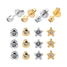 Нержавеющая Сталь CZ звезда и кристалл в форме сердца пирсинг уха ювелирные изделия для тела шпильки модные сексуальные серьги-гвоздики продается в дюжине