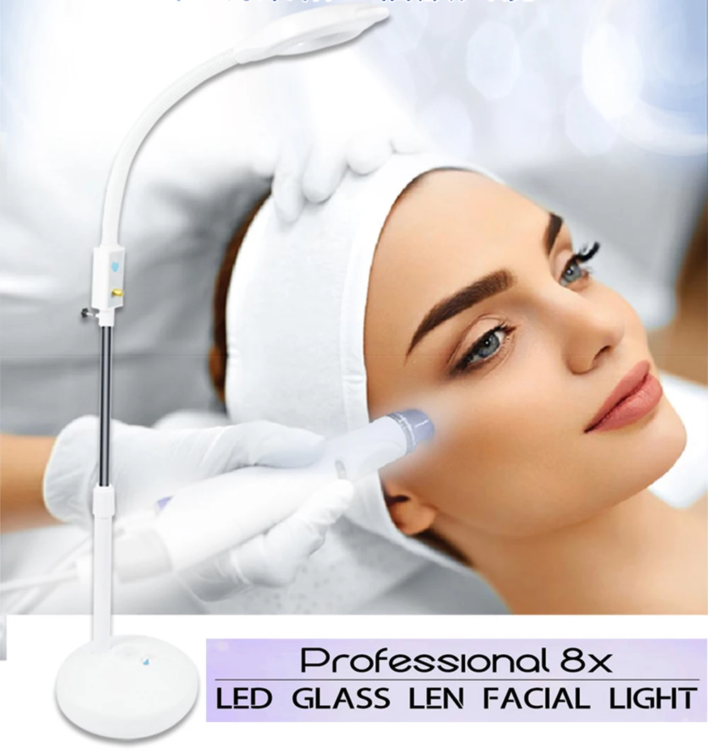 

wholesale floor lamp Stand White Optical Glass Lens LED Big Magnifying Glass Large Lamp Magnifer with LED Light