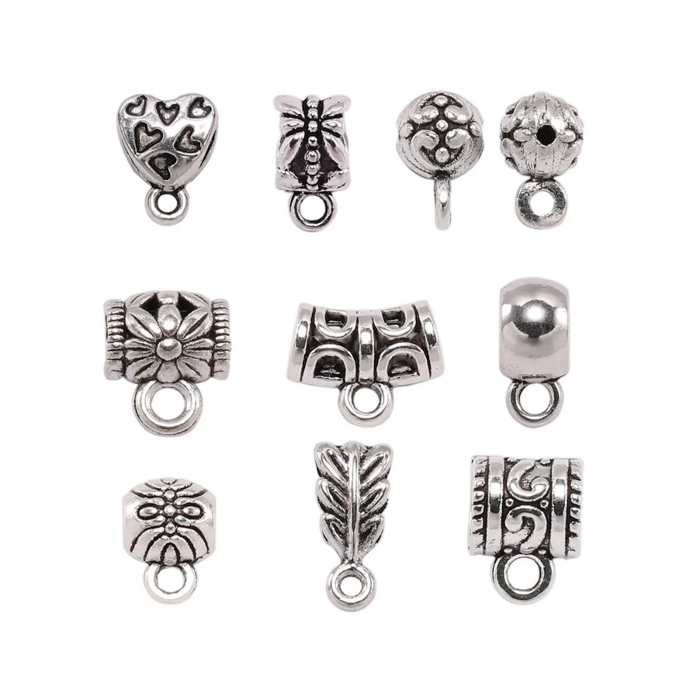 20 шт античный серебряный шарм, бусины-разделители, зажимы для подвески, подвески, застежки, разъемы для браслета, ожерелья, ювелирных изделий