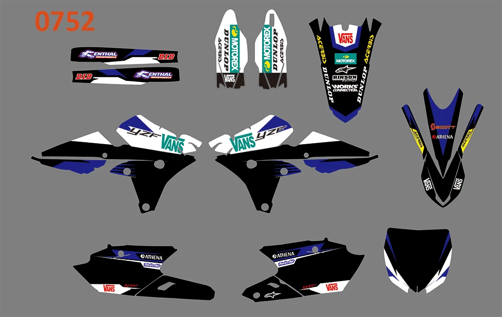 

0752 Motorcycle Team Graphic & Backgrounds Decal Stiker Kits for YAMAHA YZ250F YZ450F 2014 2015 2016 2017