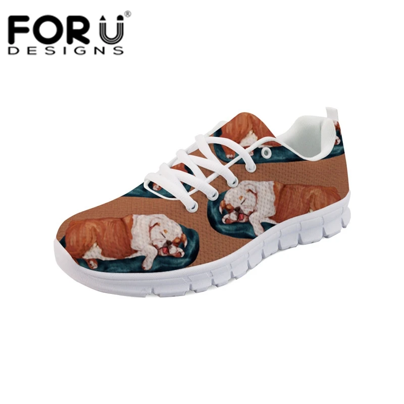 

FORUDESIGNS Women Vulcanize Shoes English Bulldog Prints Women Flat 2018 White Student Board Shoes Ladies Casual Female Sneakers