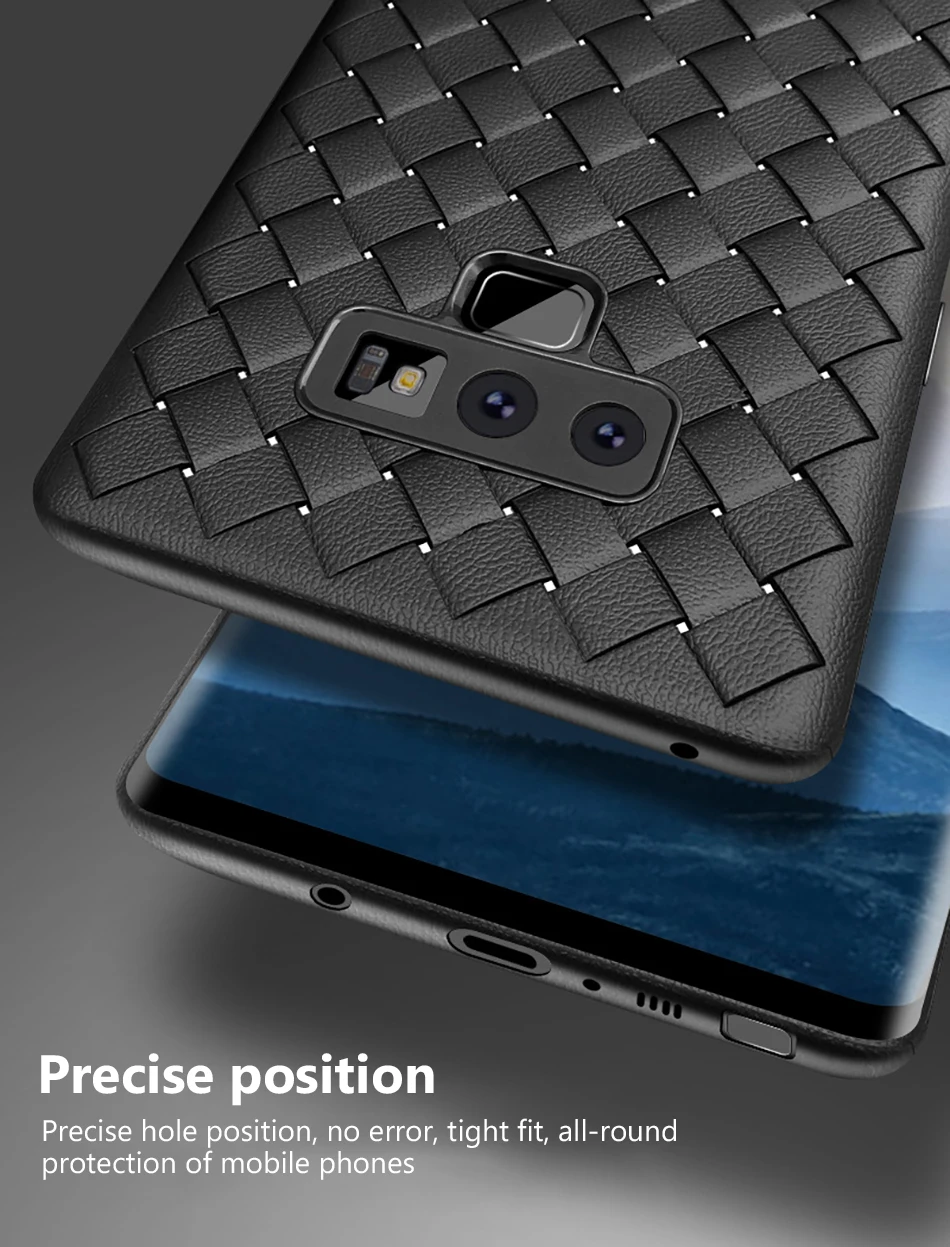!ACCEZZ Business Luxury Grid Weaving Phone Case 6.4 inch For Samsung Galaxy Note 9 Cases Cover Soft Protective Shell Capa Coque (8)