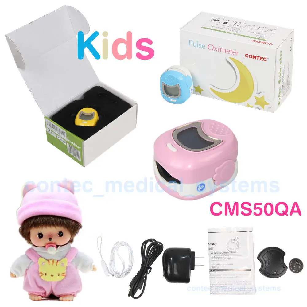 

Pediatric/Children/Kids/OLED Pulse Oximeter SPO2 pulse oxygen saturation Battery LCD display CMS50QA, SpO2 Oxygen, 3 colours