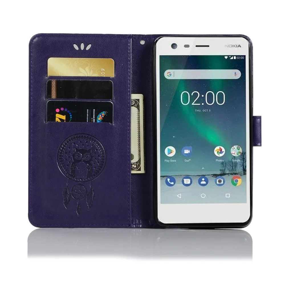 Кожаный чехол на Nokia 3, 5, 6, 8, 2 2,1 3,1 5,1 7,1 8,1 8 sirocco 6,1 крышка Сова газонаполненный Чехол-книжка Чехол-бумажник с откидной крышкой для телефона чехол s
