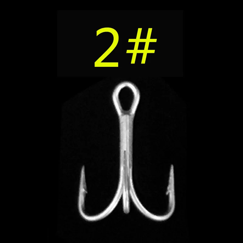 Fishing Hook 5pcs High Carbon Treble Hooks Super Sharp solid size Triple Overturned Barbed Steel Fish hook Round Bend For Bass - Цвет: A