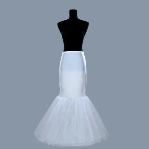 White Floor Length Mermaid Bridal 1 Hoop Petticoat Crinoline Slips