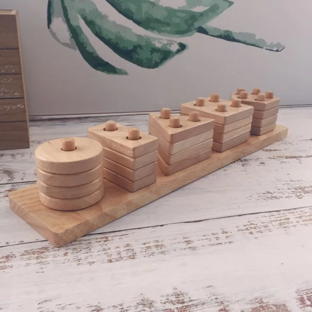 US $21.25 Educational Toy Building Blocks Natural Wooden Blocks Baby Toy Set Learning Puzzle Toy