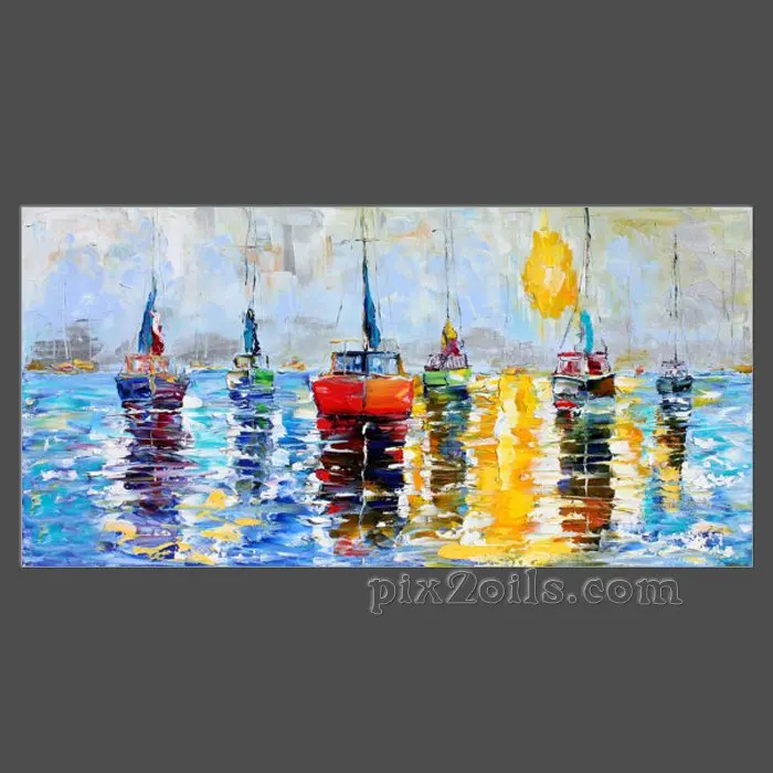 The boats in the evening Abstract scenery painting (buy directly) | Дом и сад