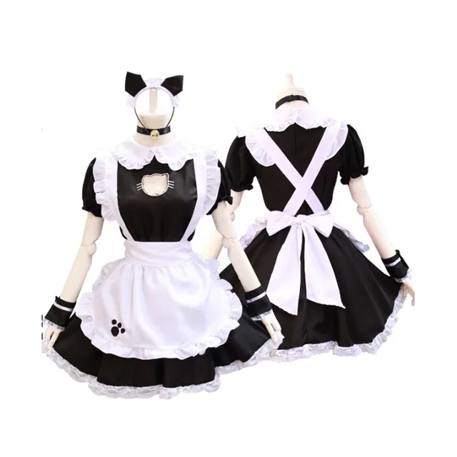 new cos open chest black cat maid out cute cat Japanese maid service