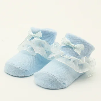 

Baby Bow Socks Baby Lace Sock Newborns Footwear 6 Colors Cotton 0-6 Month Babys Autumn Baby Girl Lace Soft Bowknot Princess