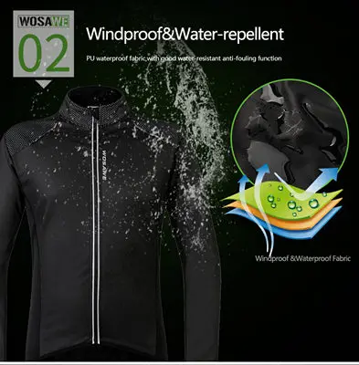 WOSAWE Thermal Winter Cycling Jackets Windproof MTB Bike Wind Jacket Out Sports Chothes PU in Front and Sleeve Waterpoof   WOSAWE Thermal Winter Cycling Jackets Windproof MTB Bike Wind Jacket Out Sports Chothes PU in Front and Sleeve Waterpoof