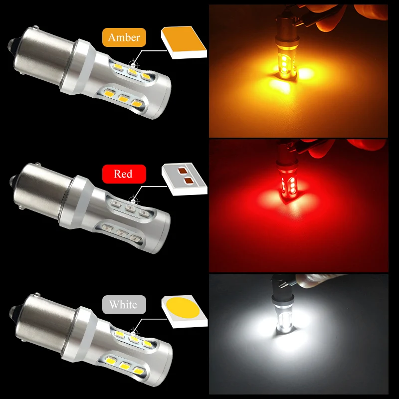 CNSUNNYLIGHT Car Tail Light 1156 LED Canbus BA15S P21W BAU15S PY21W S25 3030 9SMD Auto Brake Reverse Lamp DRL Rear Parking Bulbs (9)