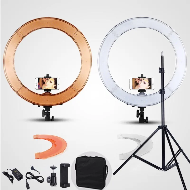 DEEP 18inch 55W 300PCS LED Ring Light Photography Dimmable LED for Camera Photo Studio With 200CM Light Stand 1 remote control - Цвет: Ring LED add STAND