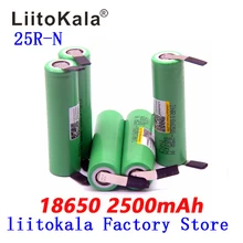 Liitokala bateria 18650 2500 mah, original, descarga de 3.6 v, bateria a, bateria dedicada + níquel para faça você mesmo