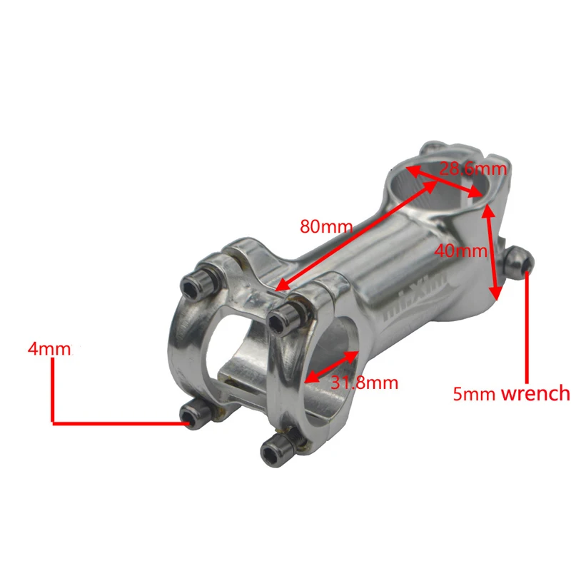 Вынос руля для велосипеда 28,6 мм* 31,8 мм* 80 мм рукоятка из алюминиевого сплава горный стержень для дорожного велосипеда серебро