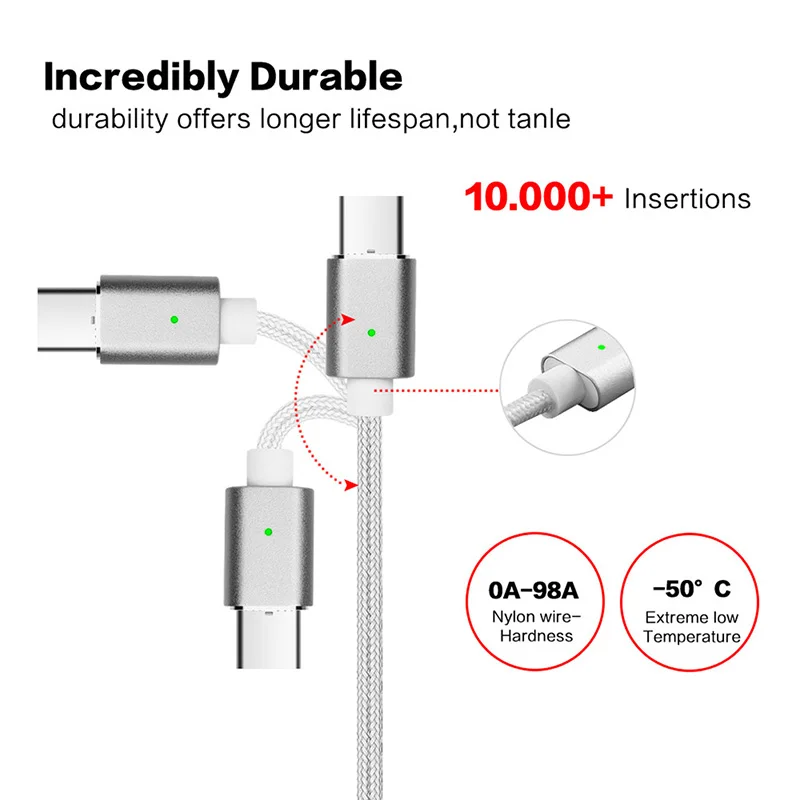 السرعوف الأصلي نوع C كابل مغناطيسي 1 M النايلون USB C مزامنة كابل شحن ل Oneplus 5 هواوي P10 Xiaomi الهاتف المحمول كابل السرعوف الأصلي نوع C كابل مغناطيسي 1 M النايلون USB C مزامنة كابل شحن ل Oneplus 5 هواوي P10 Xiaomi الهاتف المحمول كابل