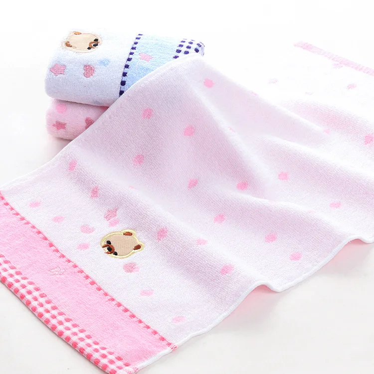 Детское Хлопковое полотенце 25*50 см, тканевый носовой платок с изображением медведя из мультфильма, разноцветное мягкое детское полотенце для лица, впитывающее полотенце для купания