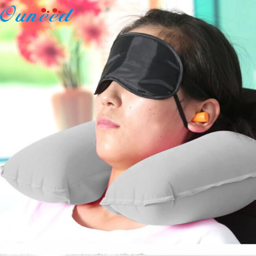 

2018 Home Deco High Qaulity U neck pillow Flight Car Inflatable pillow Rest Air Cushion+ Eye Mask + Earbuds Best Sell