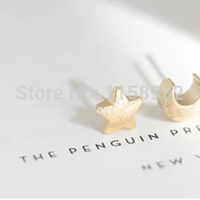 Модные золотые серьги-гвоздики, серьги-гвоздики с Луной и звездой для женщин