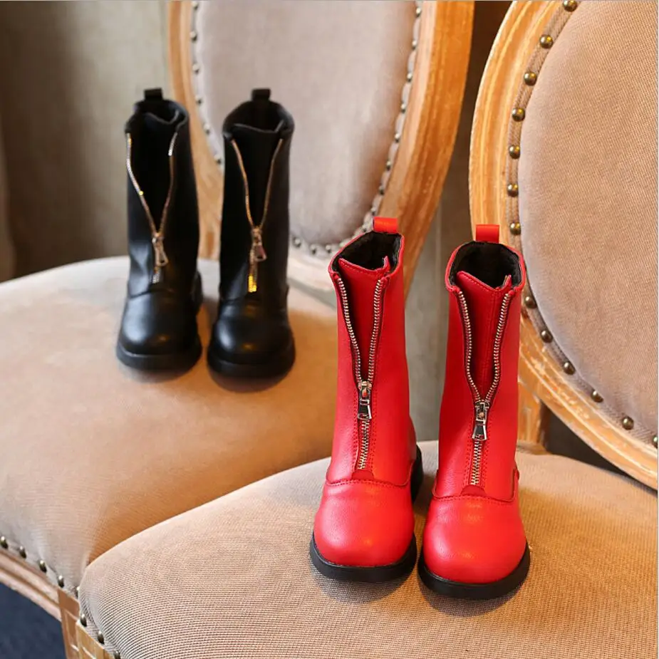 

Girls Leather Boots Chaussure Enfant Children Boots Girls Boys Winter Shoes Kids Rain Boots PU Leather High Boots