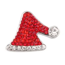 10 шт./партия, Рождественская шляпа, Металлическая пуговица, ювелирные изделия для браслета, женские браслеты, одно направление(подходит 18 мм 20 мм защелка