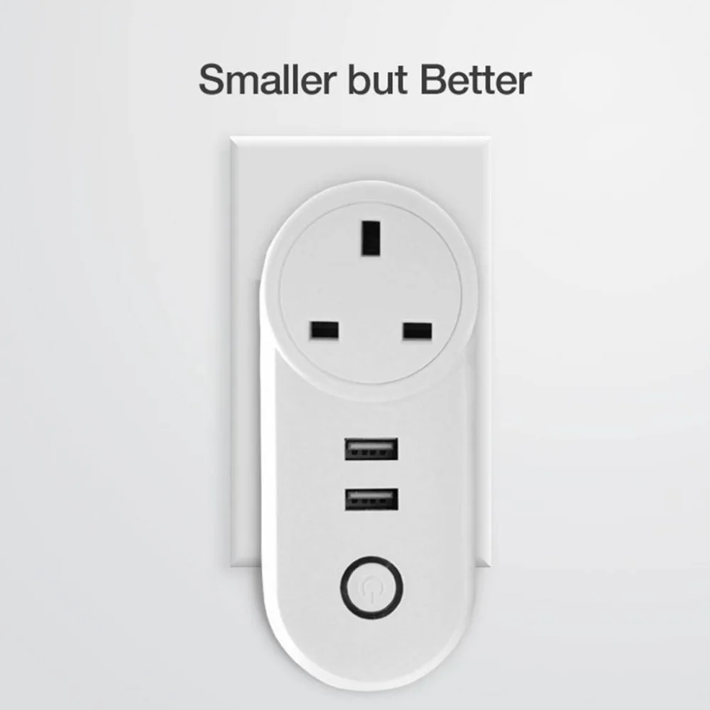 

Dual USB Electric Outlet Remote Control WiFi Smart Socket Wireless Timer Plug Compatible with Alexa for Google Home