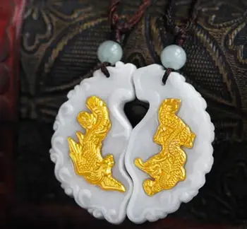 

3D gold inlay and Tian Yu Long Phoenix pendant 9#