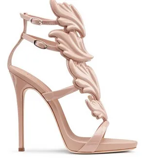

Wholesale Golden Metallic Leather Wing Sandals Silver Gold Red Gladiator High Heels shoes woman Women Metallic Winged Sandals