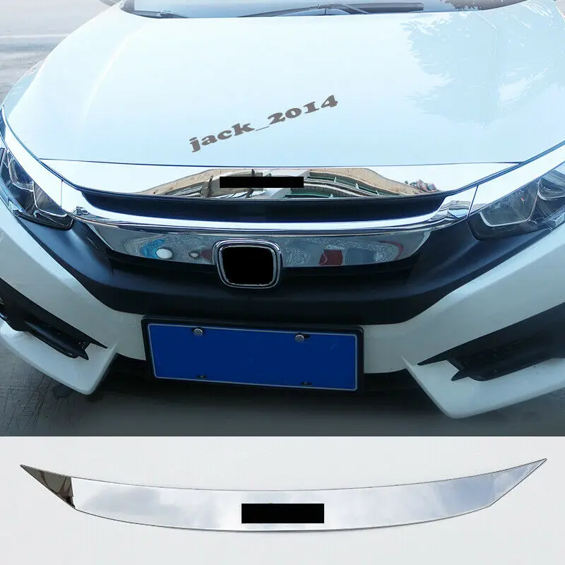 

Silver Stainless Front Hood Molding Cover Trim For Honda Civic 10th 2016 2017 2018 2019