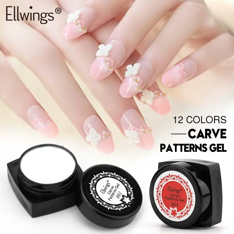 Ellwings 1 шт. 3D Резные узоры гель для ногтей Краска собственного приготовления