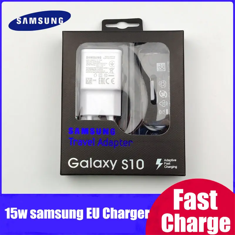 

Original EU Samsung s10 Charger Adaptive Fast Charge adapter usb type c cable for galaxy s10e s10 plus s7 s8 s9 note 8 9 Phone