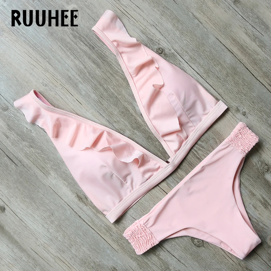 RUUHEE البرازيلي بيكيني ملابس السباحة المرأة مثير كشكش بيكيني مجموعة رفع ثوب السباحة 2018 الإناث بحر السباحة دعوى RUUHEE البرازيلي بيكيني ملابس السباحة المرأة مثير كشكش بيكيني مجموعة رفع ثوب السباحة 2018 الإناث بحر السباحة دعوى