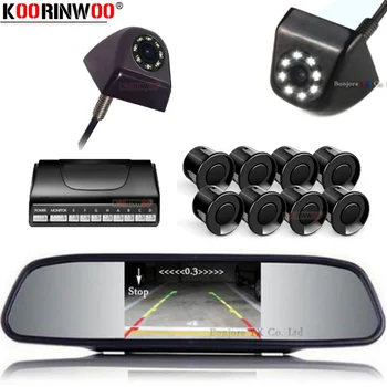 

Koorinwoo Parktronic Car Parking Sensors 8 Radars Buzzer Monitor 800P Front Camera Metal Backup Night Vision Car Detector Park