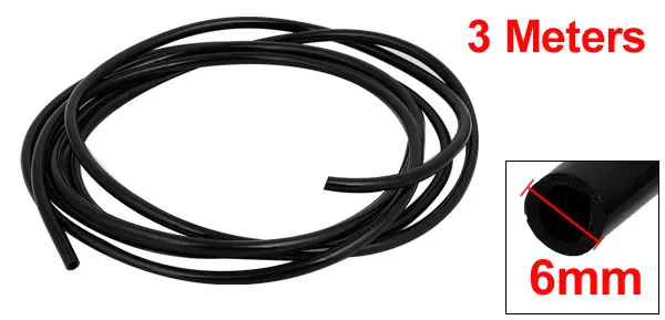 6mm x 4mm Pneumatic Air Compressor Tubing PU Hose Tube Pipe 3 meter Black